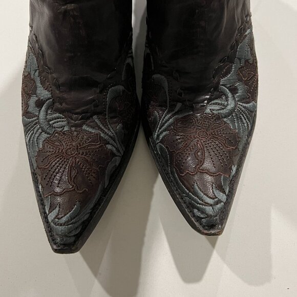 Old Gringo Chocolate and Turquoise "Erin" Cowboy Boots 7.5B - Picture 1 of 7